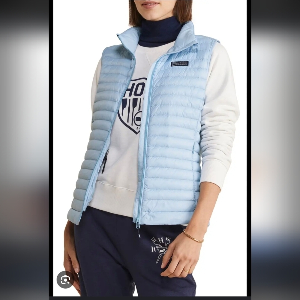 VINEYARD VINES Women's Light Blue Quilted Vest...SIZE:M